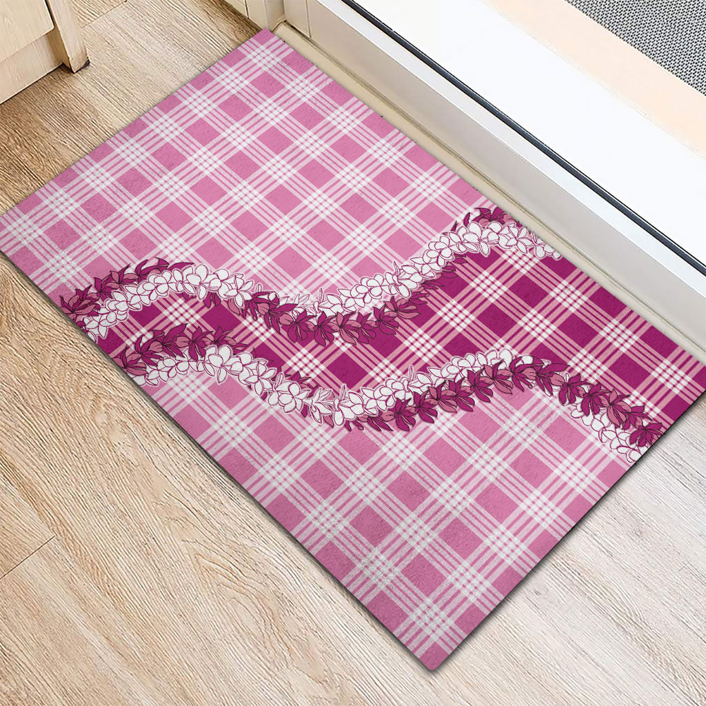 Pink Hawaii Palaka Rubber Doormat Hawaiian Honohono Lei