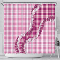 Pink Hawaii Palaka Shower Curtain Hawaiian Honohono Lei