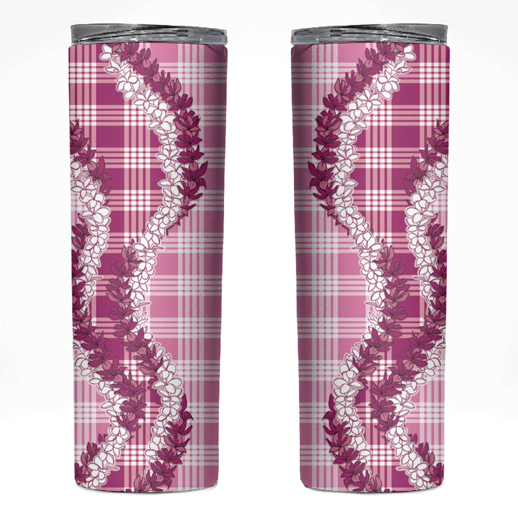 Pink Hawaii Palaka Skinny Tumbler Hawaiian Honohono Lei LT05 Pink - Polynesian Pride
