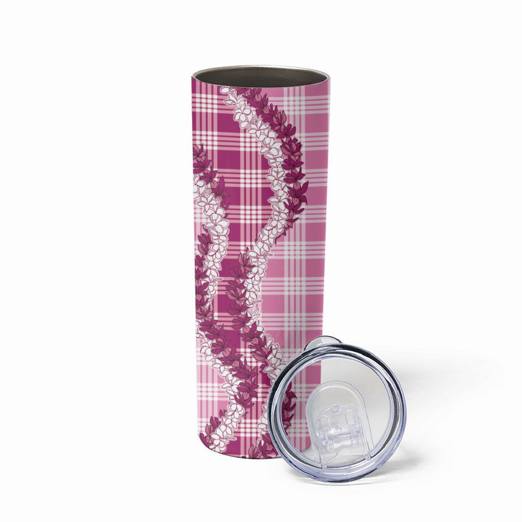 Pink Hawaii Palaka Skinny Tumbler Hawaiian Honohono Lei LT05 - Polynesian Pride