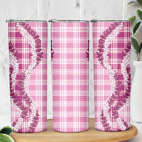 Pink Hawaii Palaka Skinny Tumbler Hawaiian Honohono Lei LT05 - Polynesian Pride