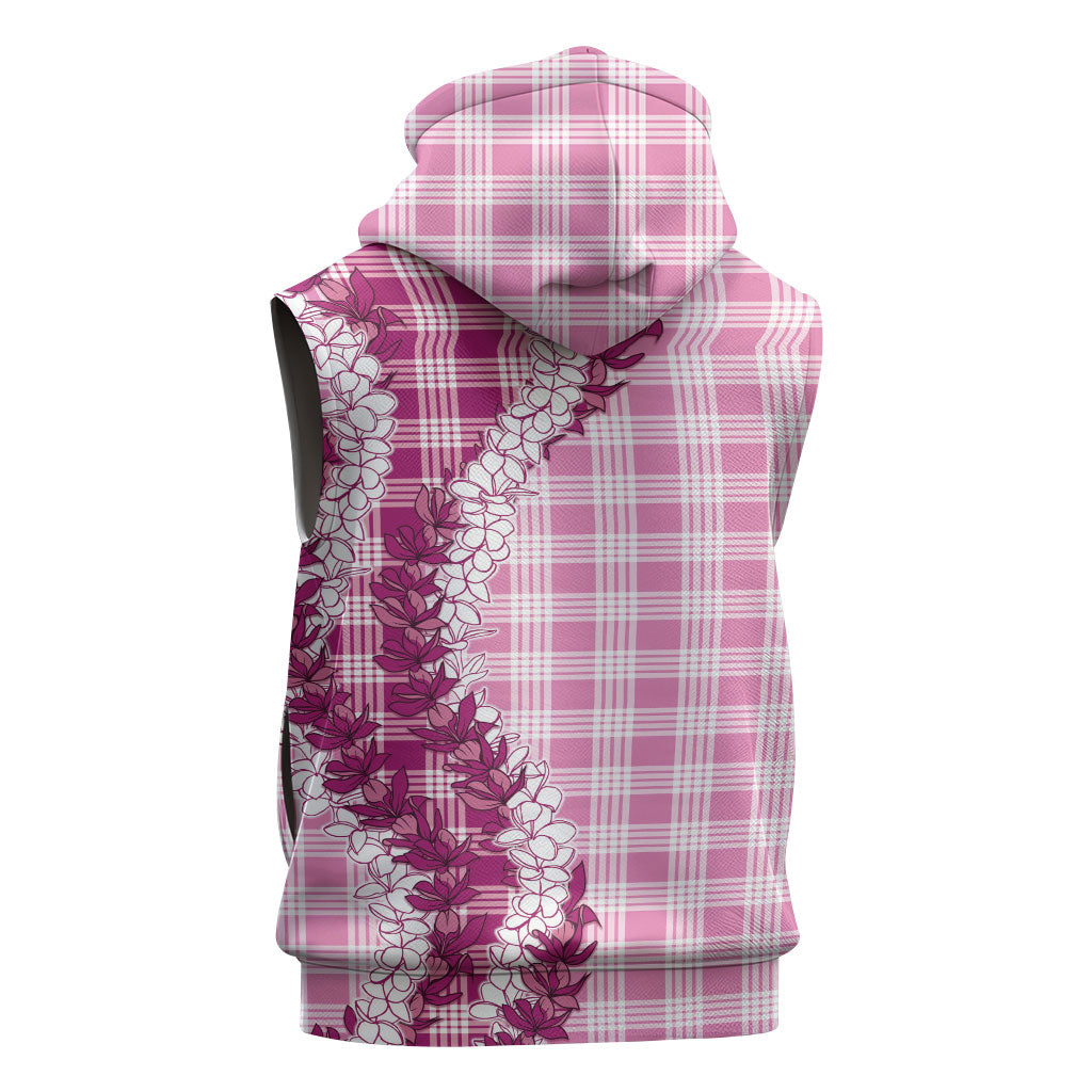 Pink Hawaii Palaka Sleeveless Hoodie Hawaiian Honohono Lei LT05 - Polynesian Pride