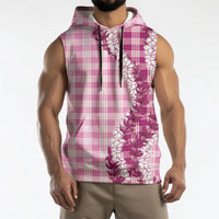 Pink Hawaii Palaka Sleeveless Hoodie Hawaiian Honohono Lei LT05 - Polynesian Pride