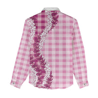 Pink Hawaii Palaka Women Casual Shirt Hawaiian Honohono Lei LT05 - Polynesian Pride