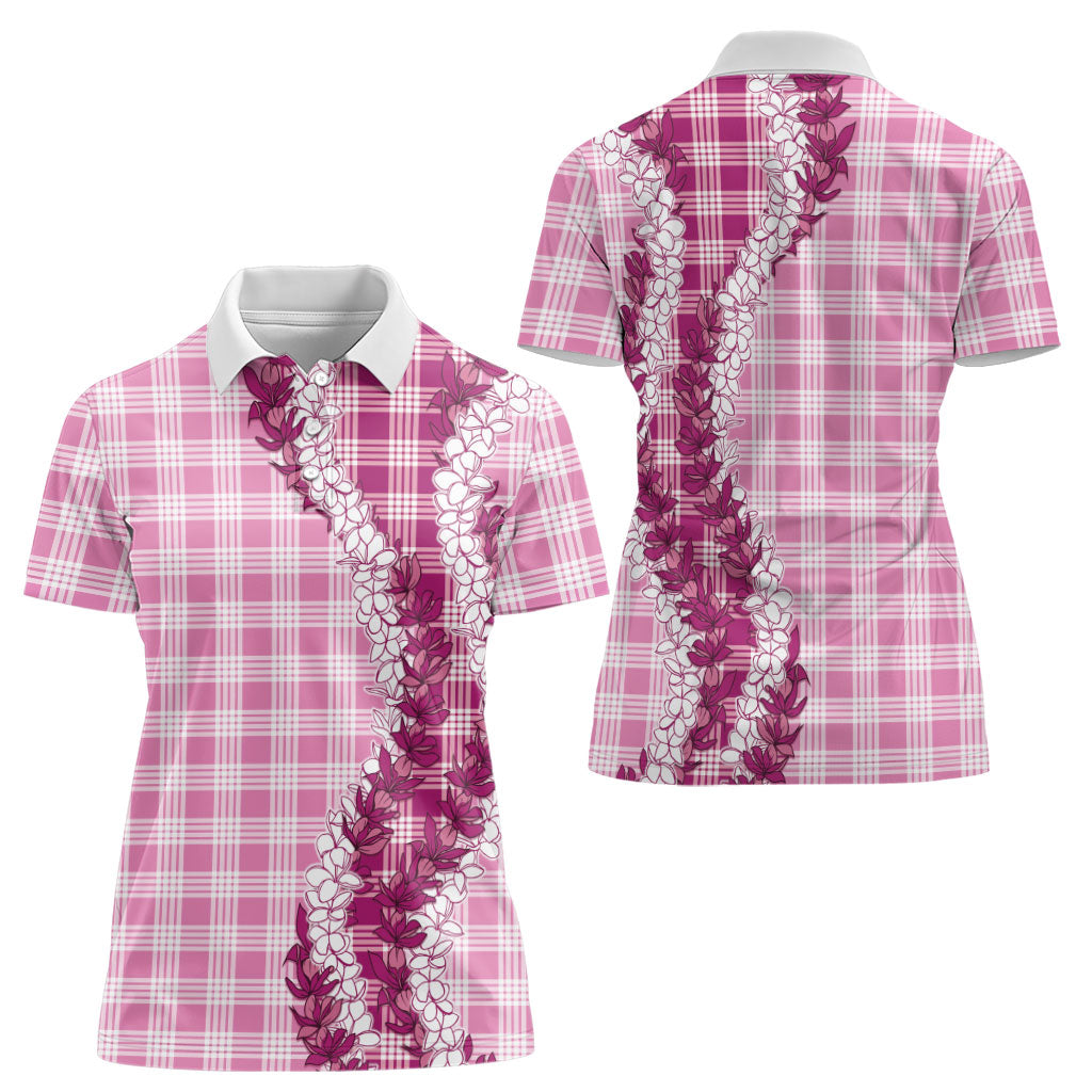 Pink Hawaii Palaka Women Polo Shirt Hawaiian Honohono Lei LT05 - Polynesian Pride