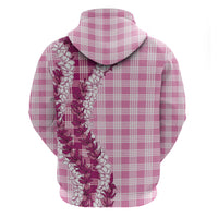 Pink Hawaii Palaka Zip Hoodie Hawaiian Honohono Lei