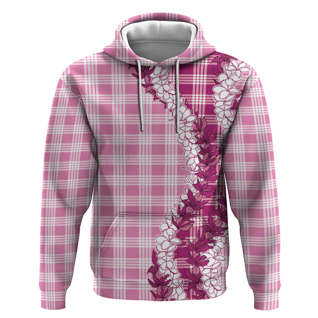Pink Hawaii Palaka Zip Hoodie Hawaiian Honohono Lei