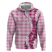 Pink Hawaii Palaka Zip Hoodie Hawaiian Honohono Lei