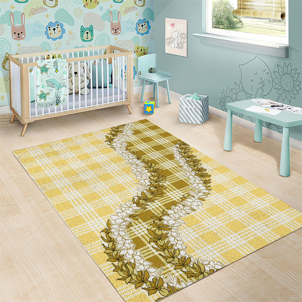 Yellow Hawaii Palaka Area Rug Hawaiian Honohono Lei