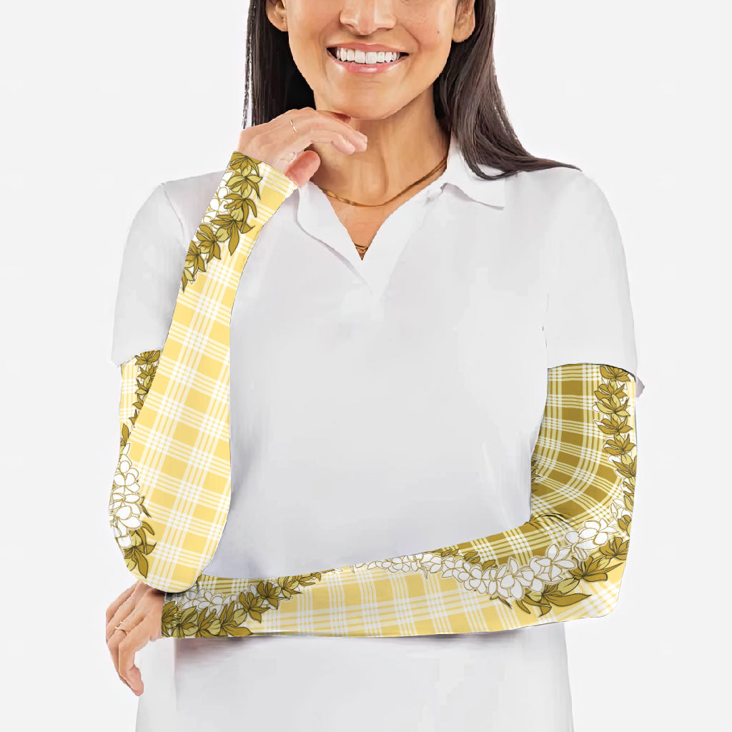 Yellow Hawaii Palaka Arm Sleeves Hawaiian Honohono Lei