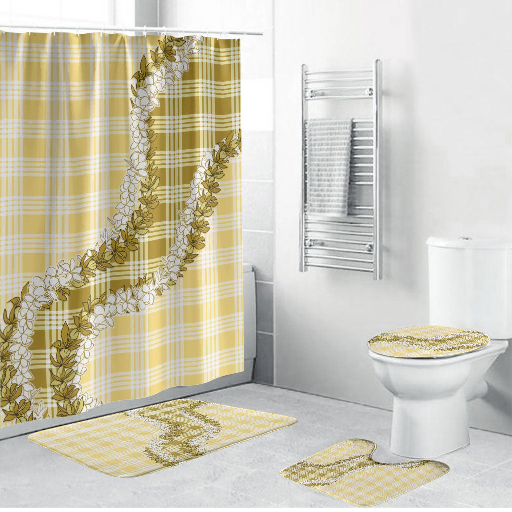 Yellow Hawaii Palaka Bathroom Set Hawaiian Honohono Lei