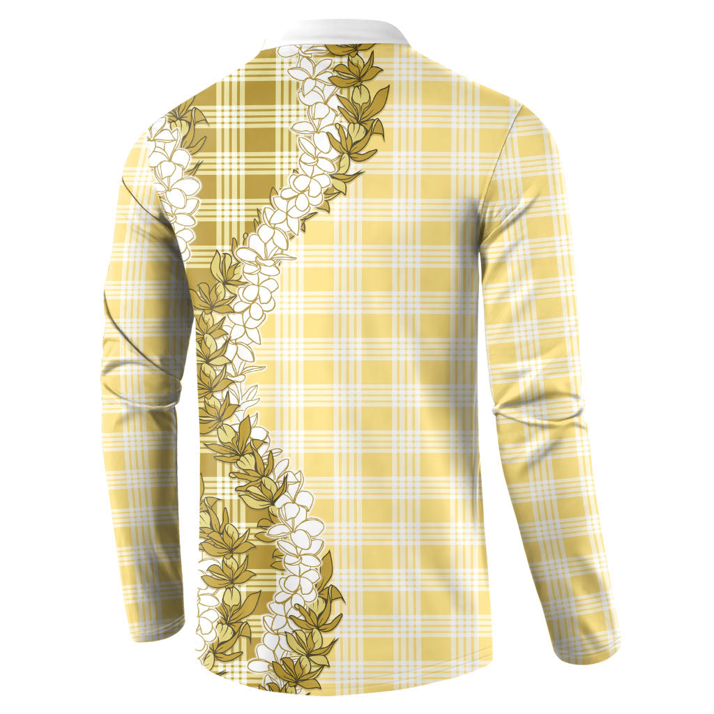 Yellow Hawaii Palaka Button Sweatshirt Hawaiian Honohono Lei