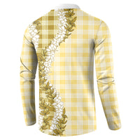 Yellow Hawaii Palaka Button Sweatshirt Hawaiian Honohono Lei