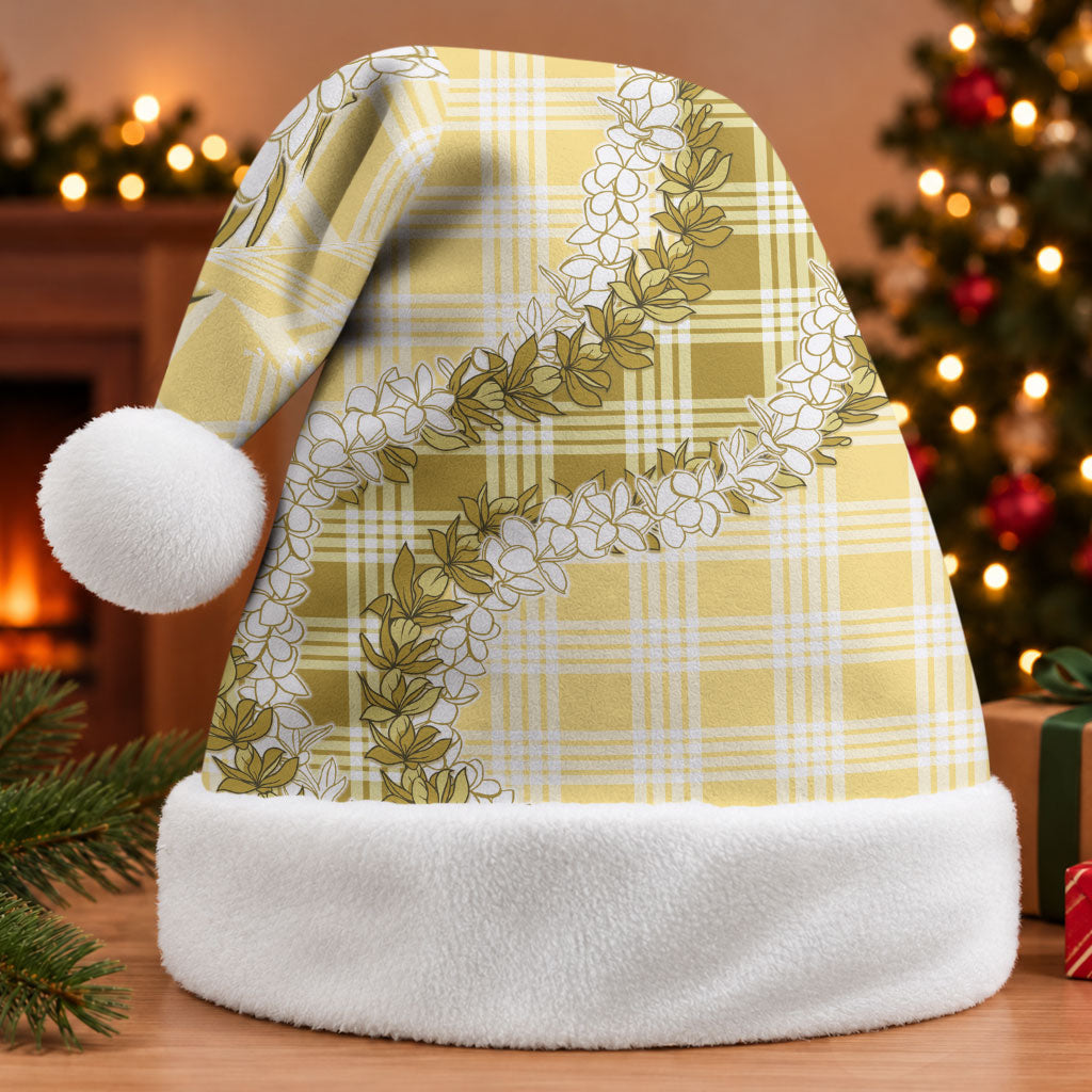 Yellow Hawaii Palaka Christmas Santa Hat Hawaiian Honohono Lei LT05 Without Fur Yellow - Polynesian Pride
