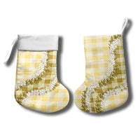 Yellow Hawaii Palaka Christmas Stocking Hawaiian Honohono Lei