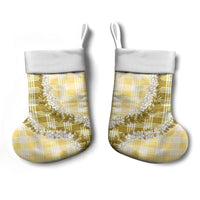 Yellow Hawaii Palaka Christmas Stocking Hawaiian Honohono Lei