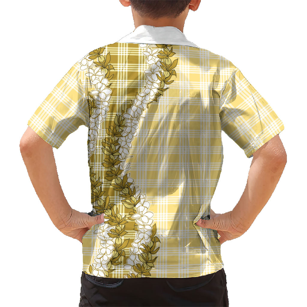Yellow Hawaii Palaka Family Matching Off Shoulder Short Dress and Hawaiian Shirt Hawaiian Honohono Lei LT05 - Polynesian Pride
