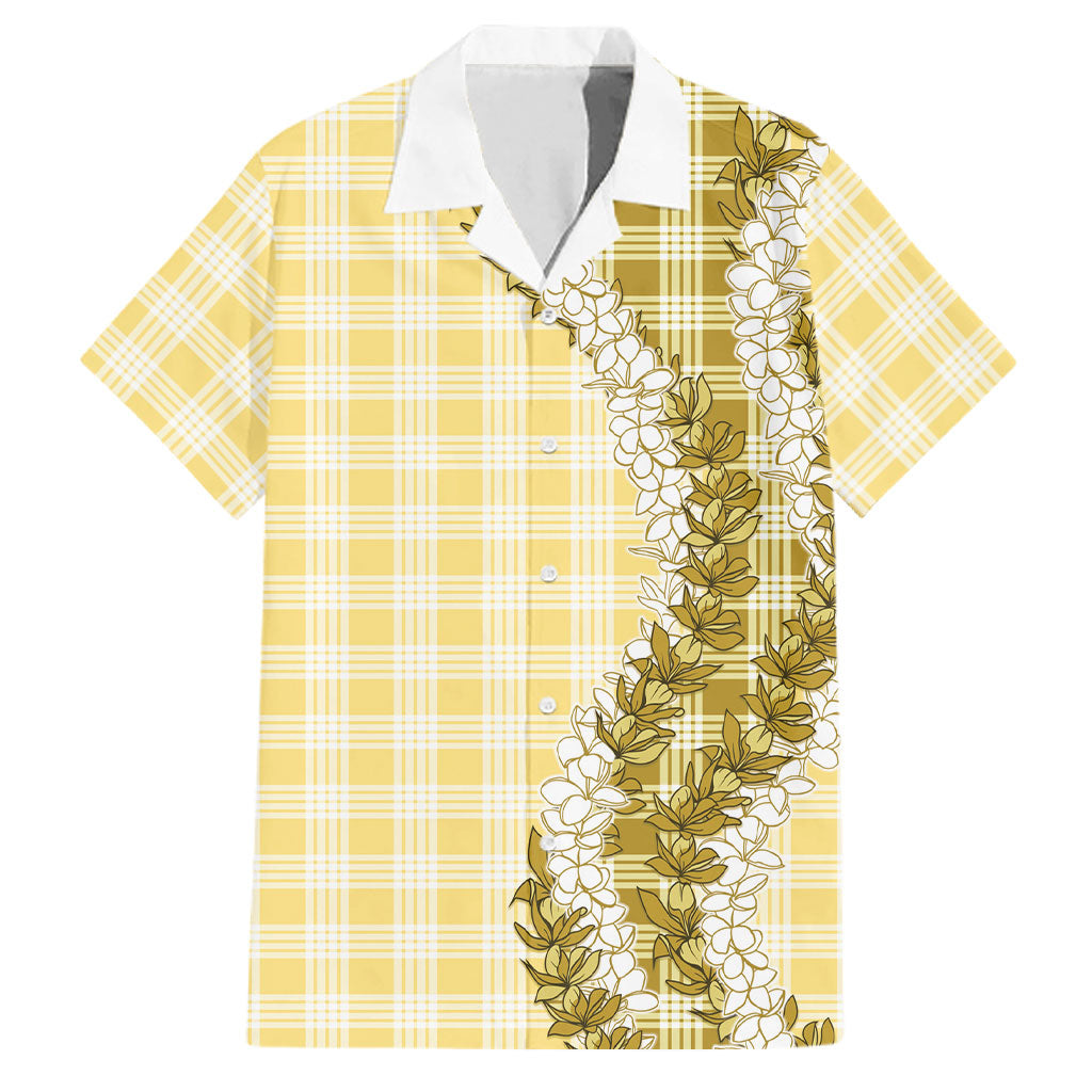Yellow Hawaii Palaka Family Matching Puletasi and Hawaiian Shirt Hawaiian Honohono Lei LT05 Dad's Shirt - Short Sleeve Yellow - Polynesian Pride
