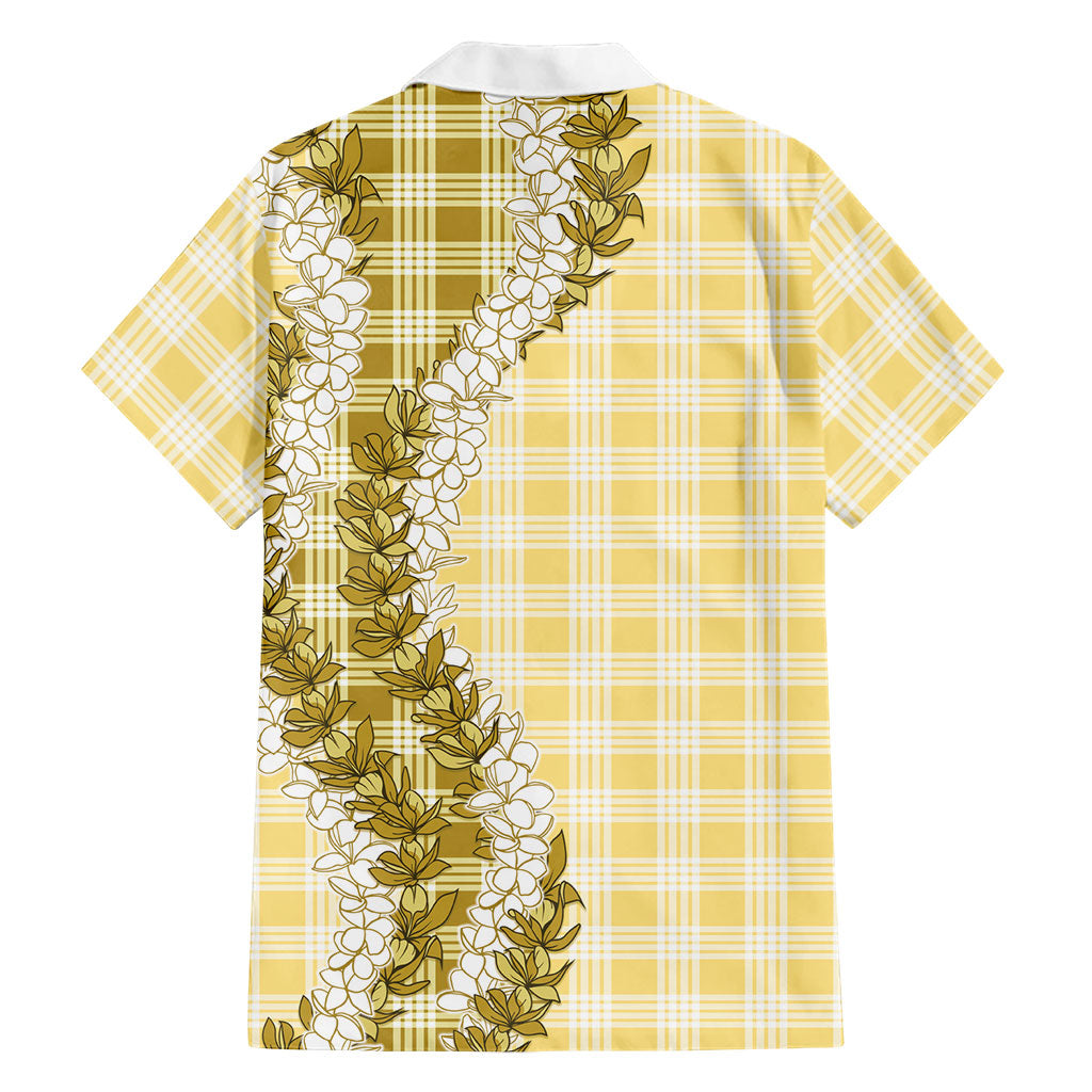 Yellow Hawaii Palaka Family Matching Puletasi and Hawaiian Shirt Hawaiian Honohono Lei LT05 - Polynesian Pride