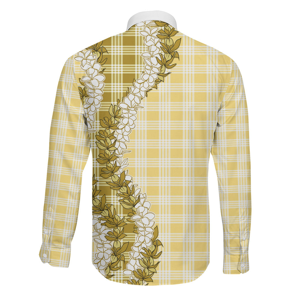 Yellow Hawaii Palaka Family Matching Short Sleeve Bodycon Dress and Hawaiian Shirt Hawaiian Honohono Lei LT05 - Polynesian Pride