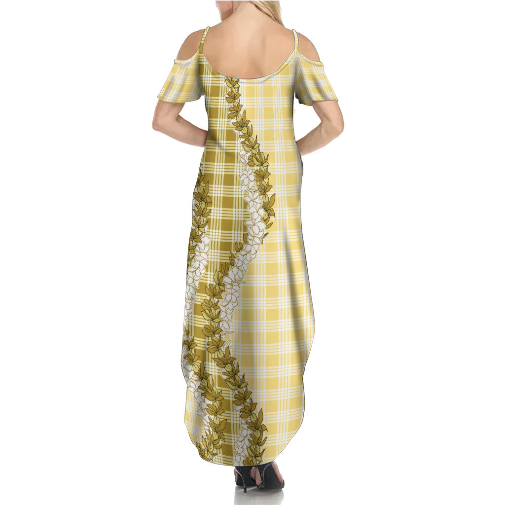Yellow Hawaii Palaka Family Matching Summer Maxi Dress and Hawaiian Shirt Hawaiian Honohono Lei LT05 - Polynesian Pride