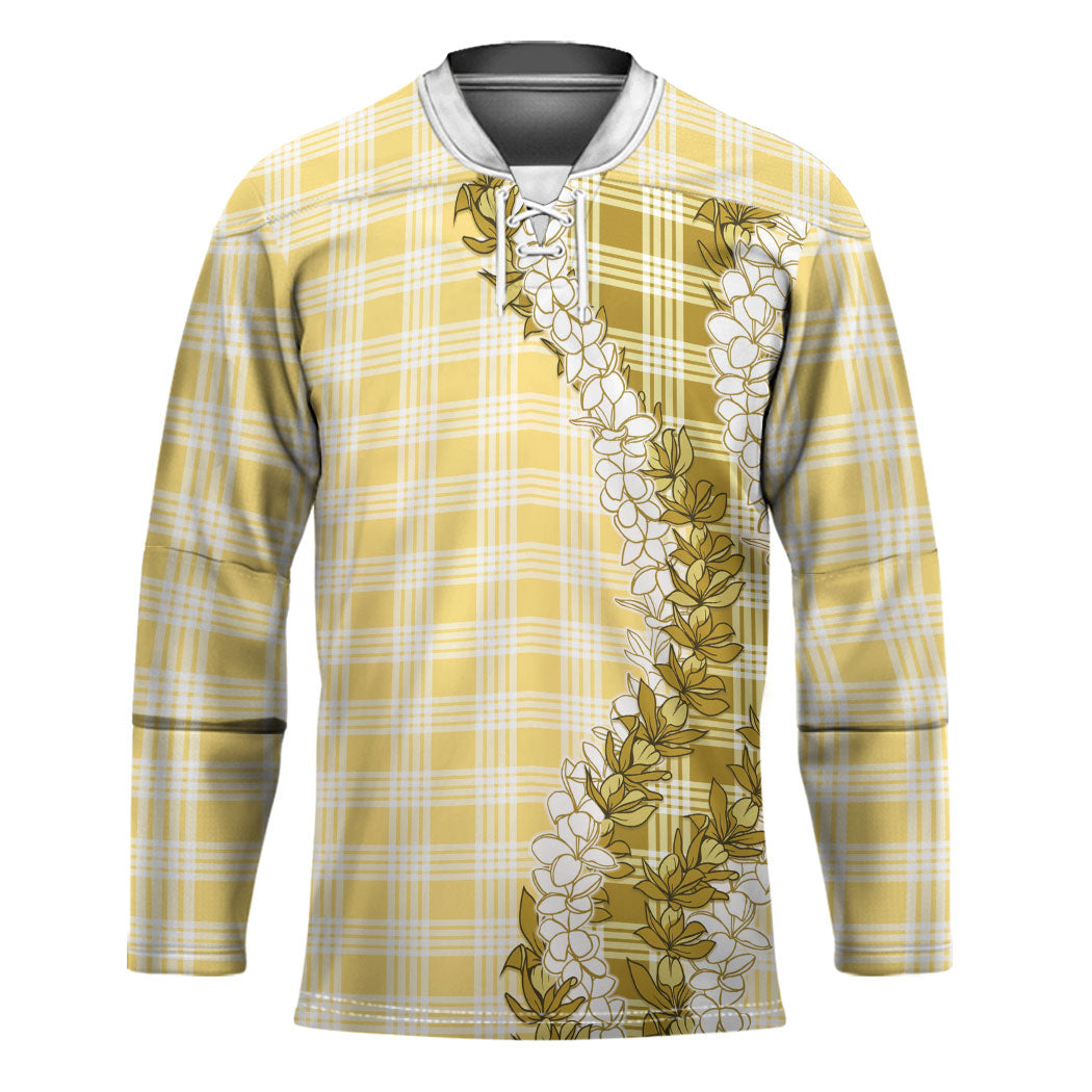 Yellow Hawaii Palaka Hockey Jersey Hawaiian Honohono Lei LT05 Unisex Yellow - Polynesian Pride