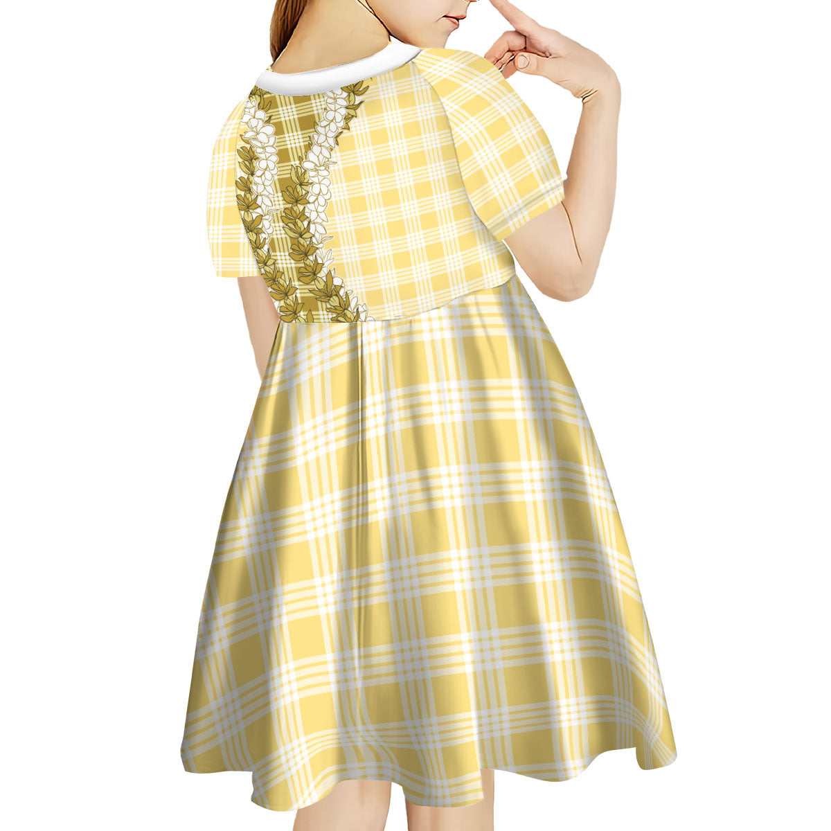 Yellow Hawaii Palaka Kid Short Sleeve Dress Hawaiian Honohono Lei LT05 - Polynesian Pride