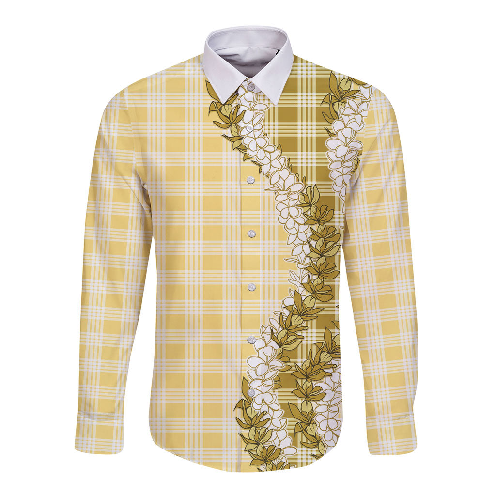 Yellow Hawaii Palaka Long Sleeve Button Shirt Hawaiian Honohono Lei LT05 Unisex Yellow - Polynesian Pride