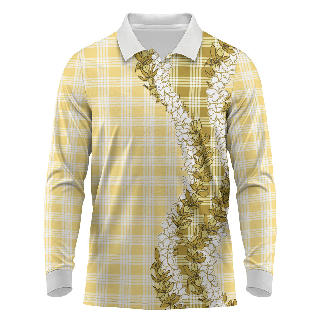 Yellow Hawaii Palaka Long Sleeve Polo Shirt Hawaiian Honohono Lei LT05 Yellow - Polynesian Pride