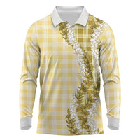 Yellow Hawaii Palaka Long Sleeve Polo Shirt Hawaiian Honohono Lei LT05 Yellow - Polynesian Pride