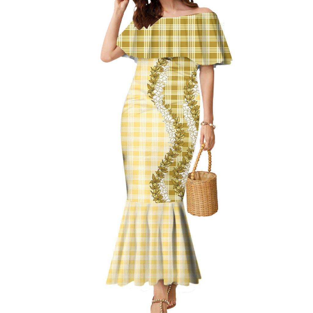 Yellow Hawaii Palaka Mermaid Dress Hawaiian Honohono Lei LT05 Women Yellow - Polynesian Pride
