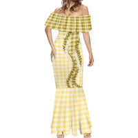 Yellow Hawaii Palaka Mermaid Dress Hawaiian Honohono Lei LT05 - Polynesian Pride