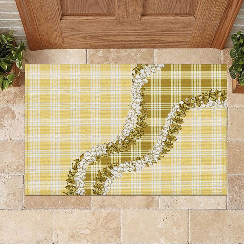Yellow Hawaii Palaka Rubber Doormat Hawaiian Honohono Lei LT05 Yellow - Polynesian Pride