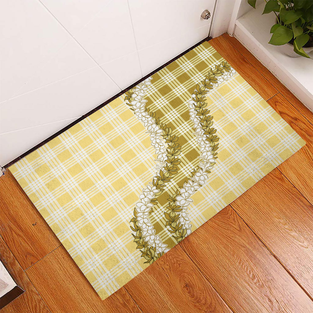 Yellow Hawaii Palaka Rubber Doormat Hawaiian Honohono Lei LT05 - Polynesian Pride