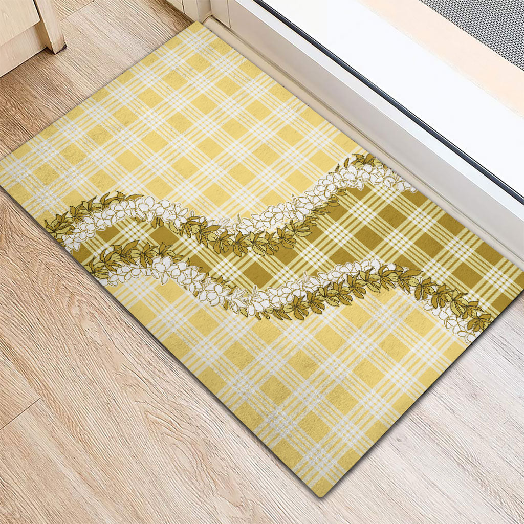 Yellow Hawaii Palaka Rubber Doormat Hawaiian Honohono Lei LT05 - Polynesian Pride