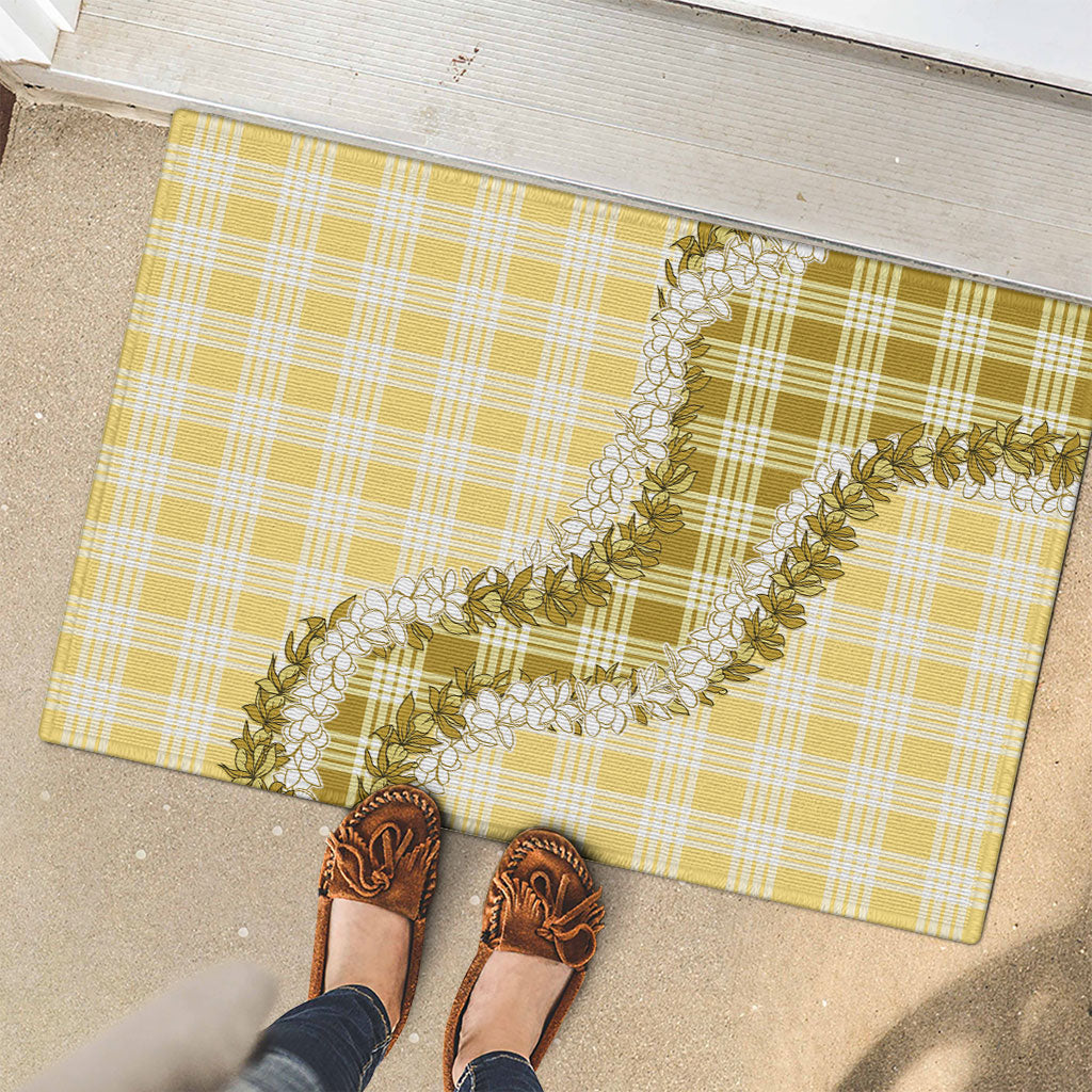 Yellow Hawaii Palaka Rubber Doormat Hawaiian Honohono Lei LT05 - Polynesian Pride