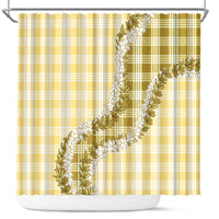 Yellow Hawaii Palaka Shower Curtain Hawaiian Honohono Lei LT05 Yellow - Polynesian Pride