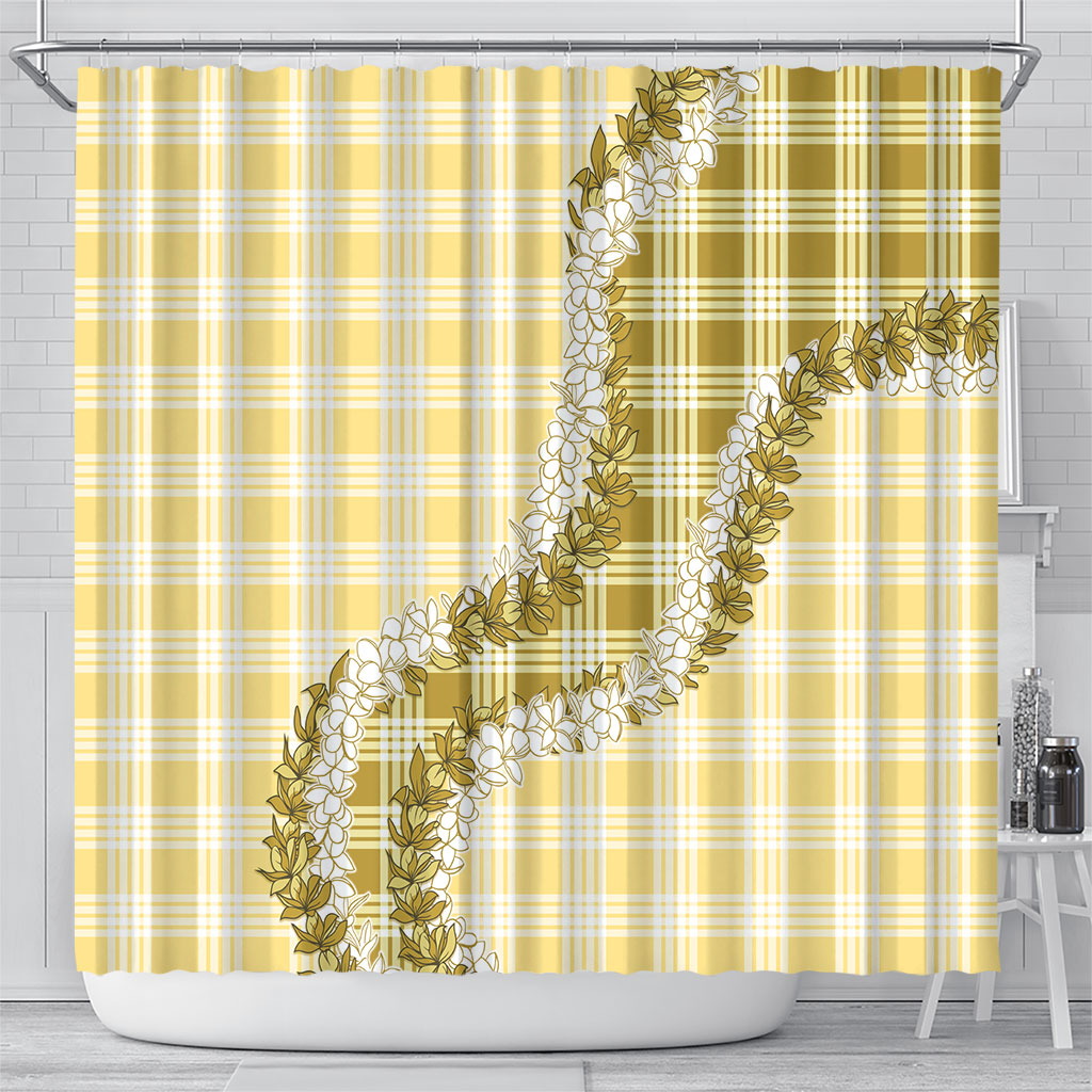 Yellow Hawaii Palaka Shower Curtain Hawaiian Honohono Lei LT05 - Polynesian Pride