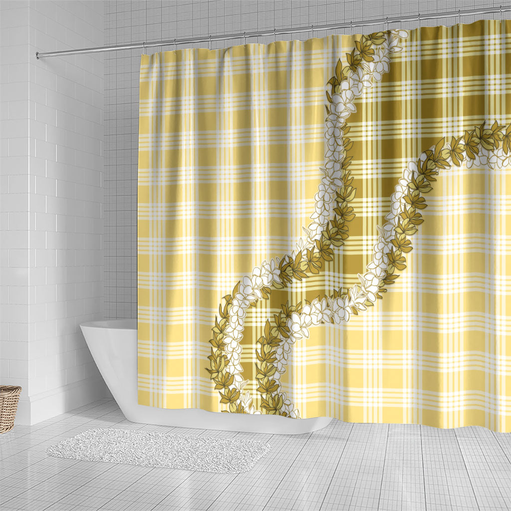 Yellow Hawaii Palaka Shower Curtain Hawaiian Honohono Lei LT05 - Polynesian Pride