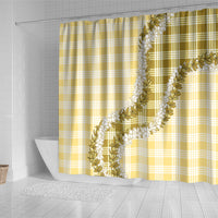Yellow Hawaii Palaka Shower Curtain Hawaiian Honohono Lei LT05 - Polynesian Pride