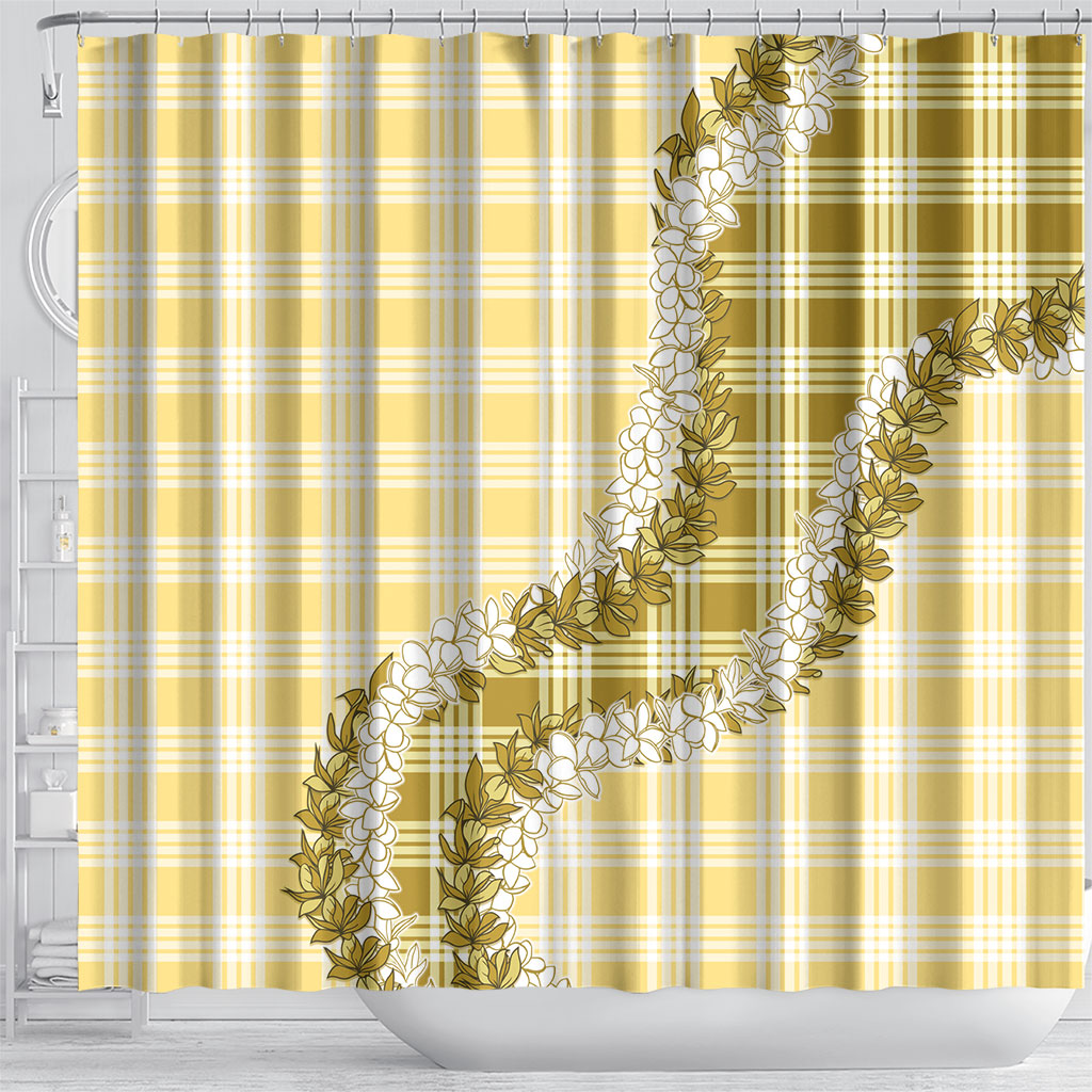 Yellow Hawaii Palaka Shower Curtain Hawaiian Honohono Lei LT05 - Polynesian Pride