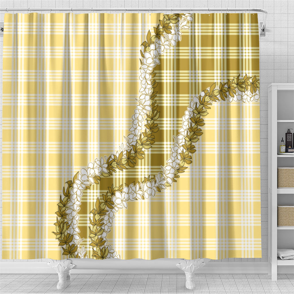 Yellow Hawaii Palaka Shower Curtain Hawaiian Honohono Lei LT05 - Polynesian Pride