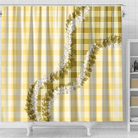 Yellow Hawaii Palaka Shower Curtain Hawaiian Honohono Lei LT05 - Polynesian Pride