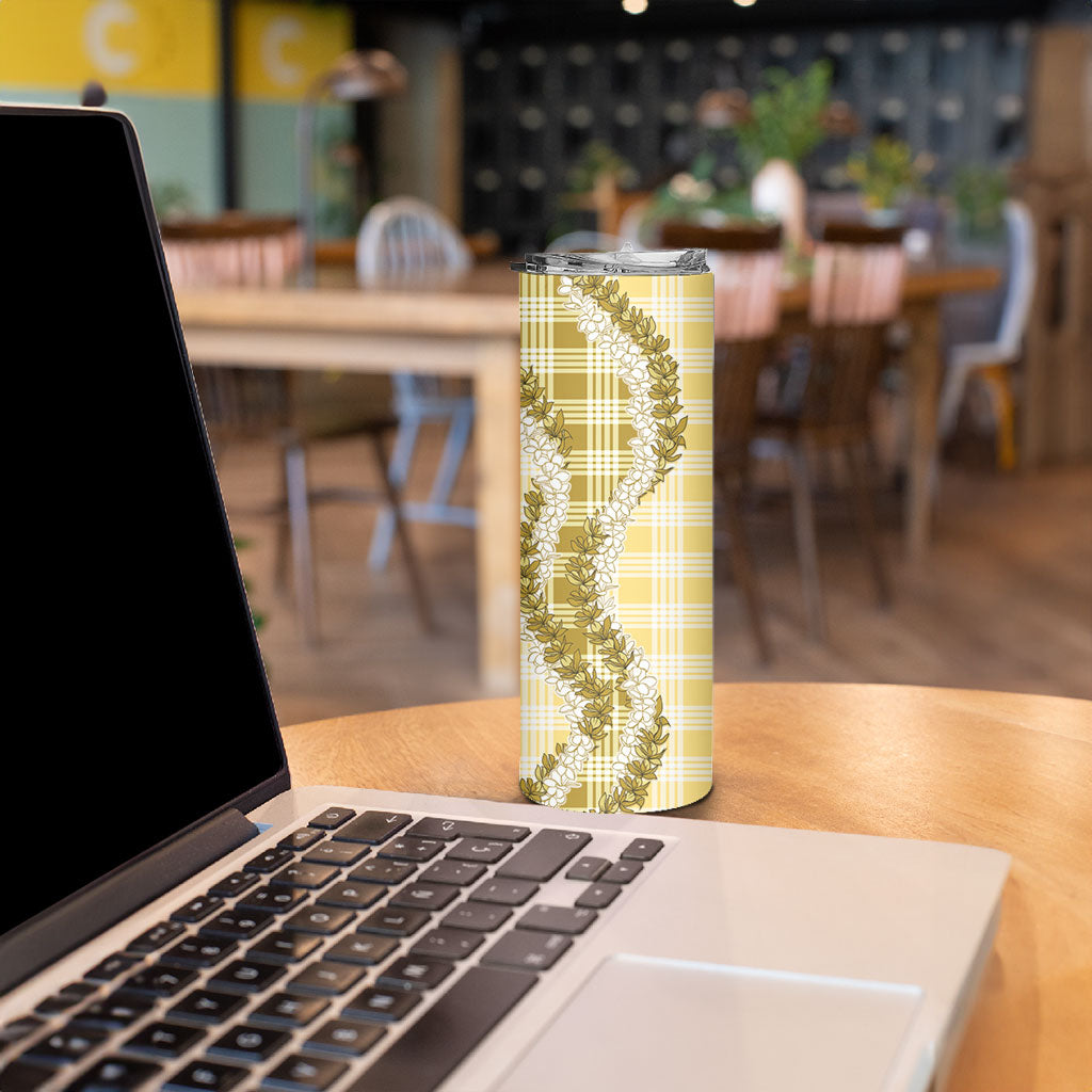 Yellow Hawaii Palaka Skinny Tumbler Hawaiian Honohono Lei LT05 - Polynesian Pride