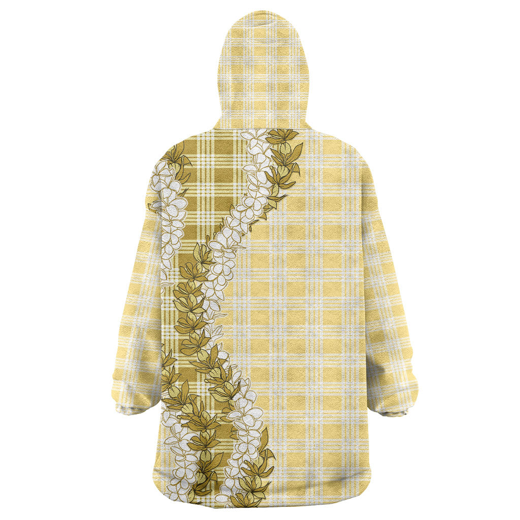Yellow Hawaii Palaka Wearable Blanket Hoodie Hawaiian Honohono Lei LT05 - Polynesian Pride