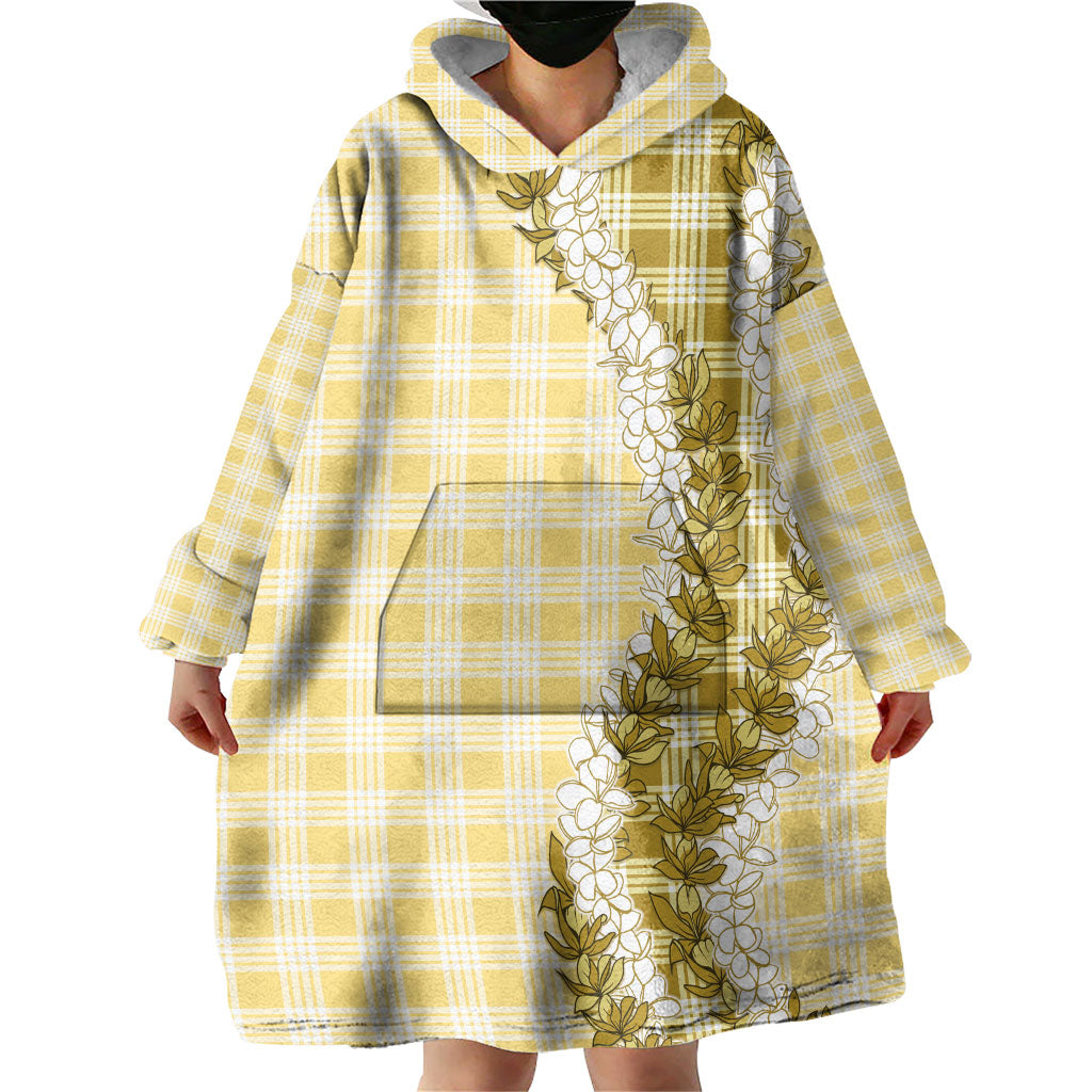 Yellow Hawaii Palaka Wearable Blanket Hoodie Hawaiian Honohono Lei LT05 - Polynesian Pride