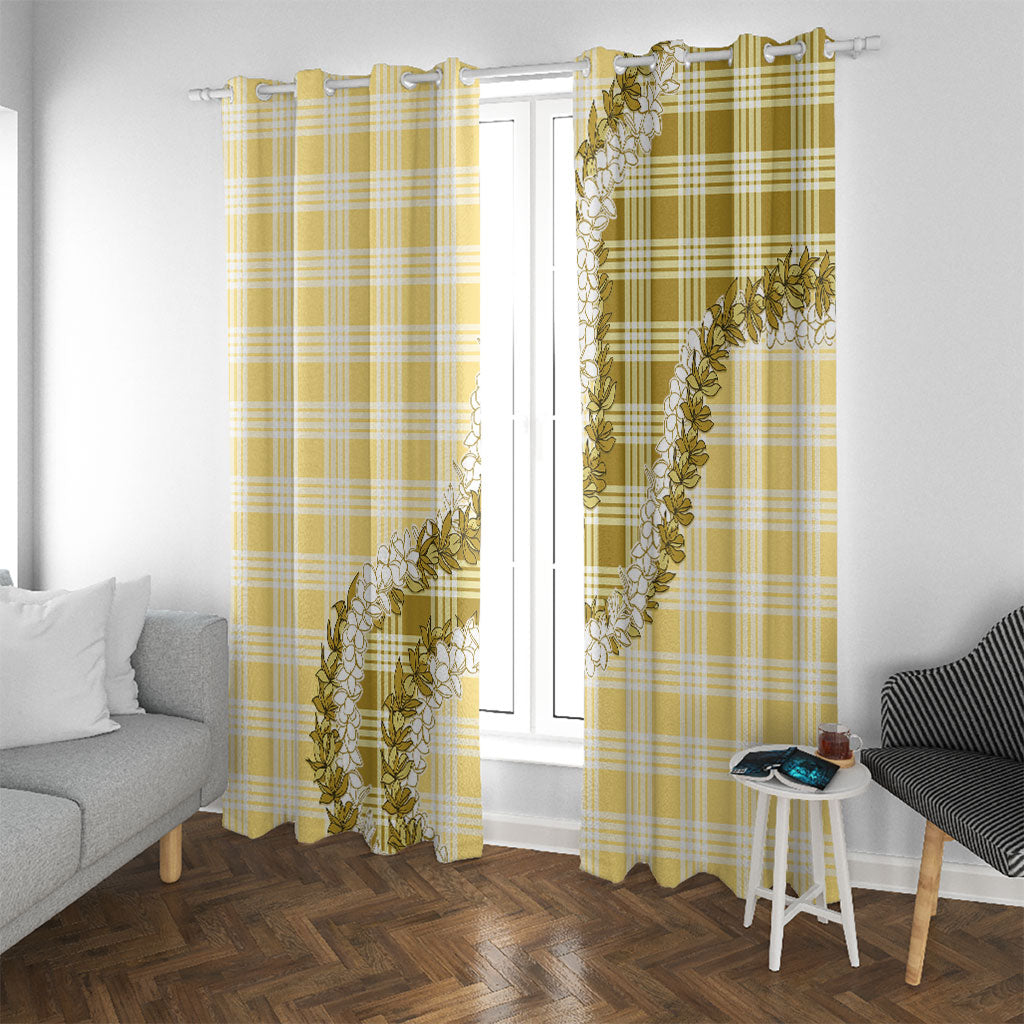 Yellow Hawaii Palaka Window Curtain Hawaiian Honohono Lei