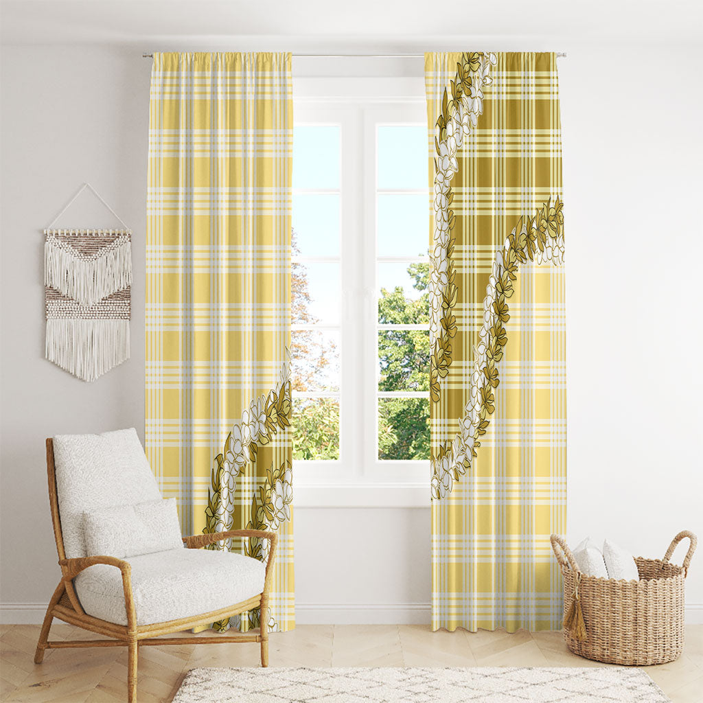 Yellow Hawaii Palaka Window Curtain Hawaiian Honohono Lei