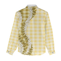 Yellow Hawaii Palaka Women Casual Shirt Hawaiian Honohono Lei LT05 - Polynesian Pride