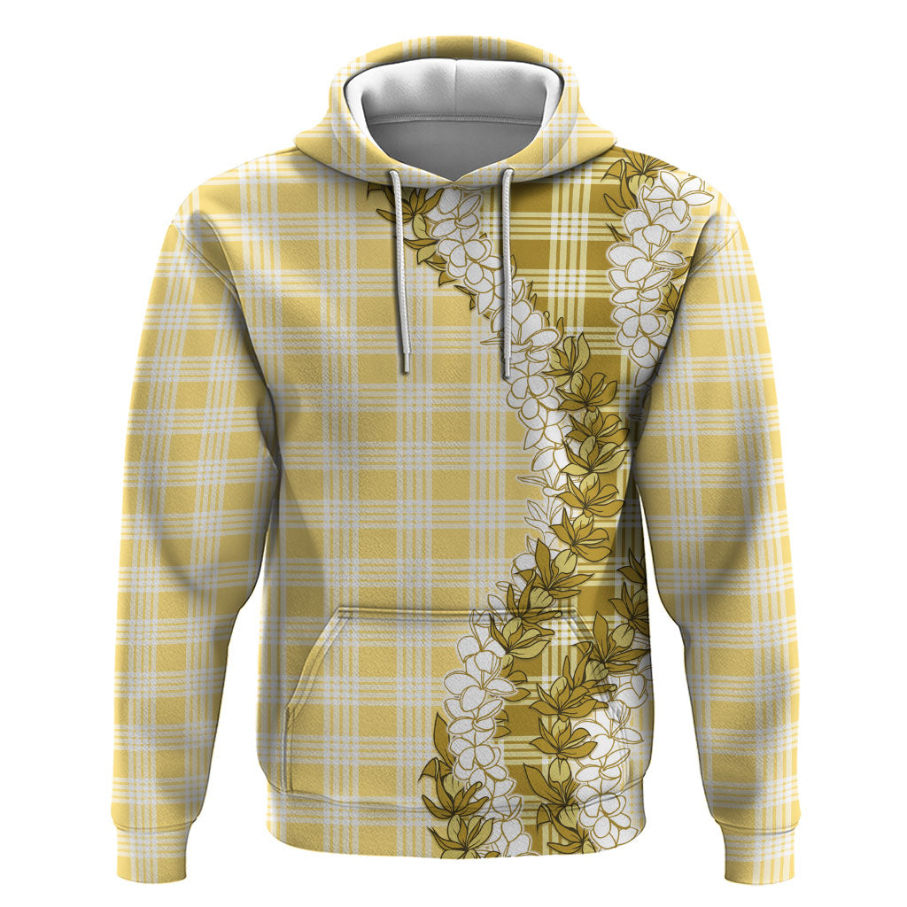 Yellow Hawaii Palaka Zip Hoodie Hawaiian Honohono Lei